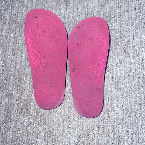 GUCCI SHOES WOMENS PURSUIT SLIDES LOGO PINK RUBBER FLIP FLOPS - Picture 6 of 6